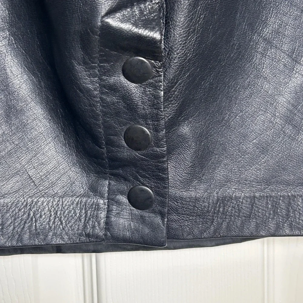 B.B. Dakota Leatherwear Women's Black Midi Skirt Button‎ Front Size 9/10